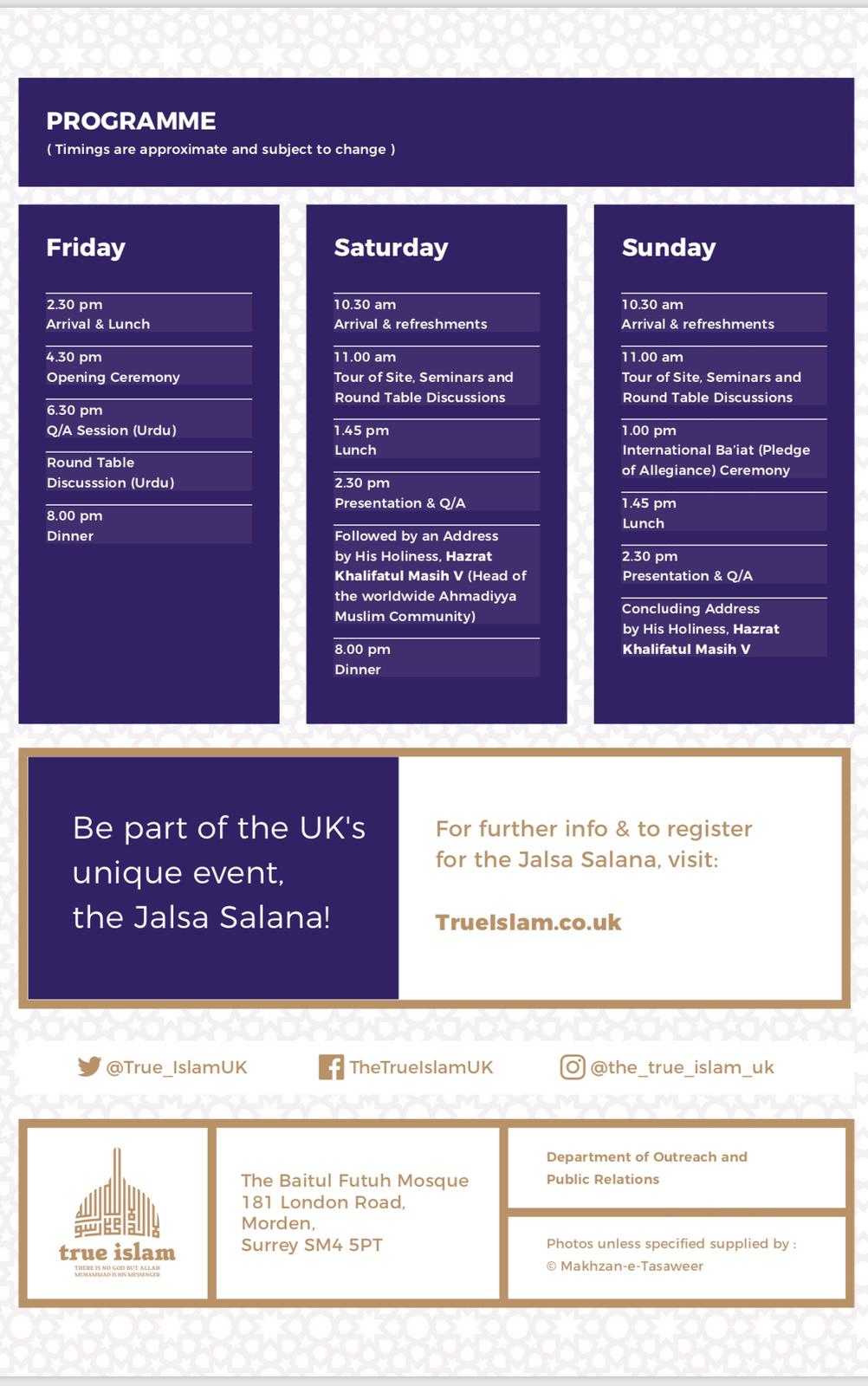 Programme Jalsa Salana UK